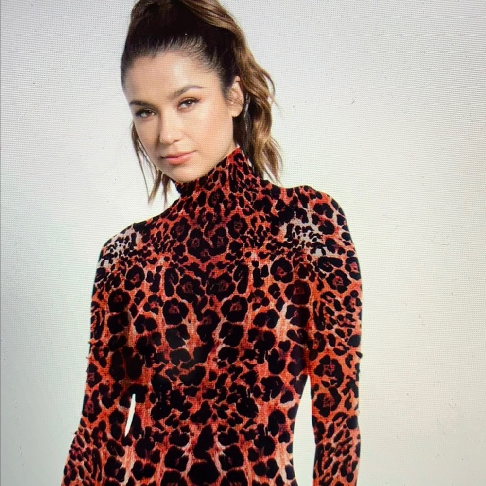 All saints mock leopard turtleneck